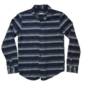 Original Use Shirt Blue Green Striped Flannel Heavy Cotton Men's Size SMALL